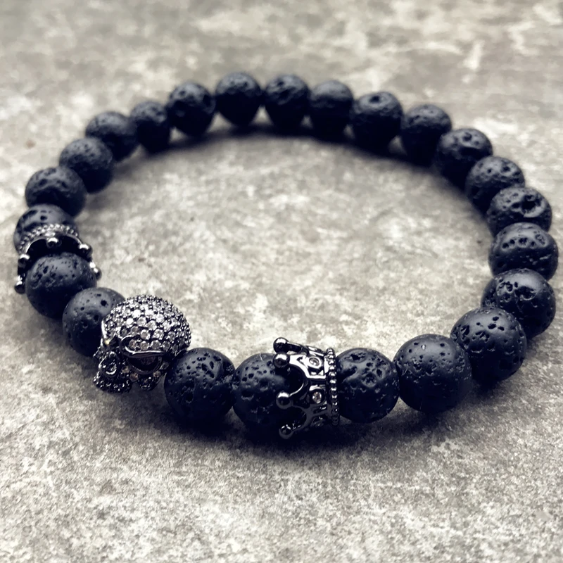 Marca-De-Moda-Natural-Beads-Strand-Pulsera-Pavimenta-CZ-Esqueleto-Cr-neo-Negro-Lava-Piedra-Roca (1)