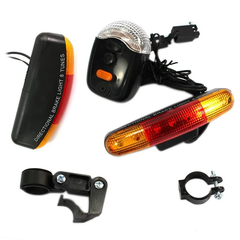 Universal 7LED Super Bright Bike Bicycle Cycling Stop Brake Light Turn Signal Night Lamp 8-tune Horn Safety For Cycling #83305