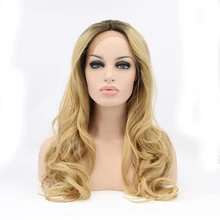 Anxin Мода Омбре блонд Glueless парики на кружеве 2 тона цвет светильник коричневый корни#12 боковая часть длинные Натуральные Прямые жары