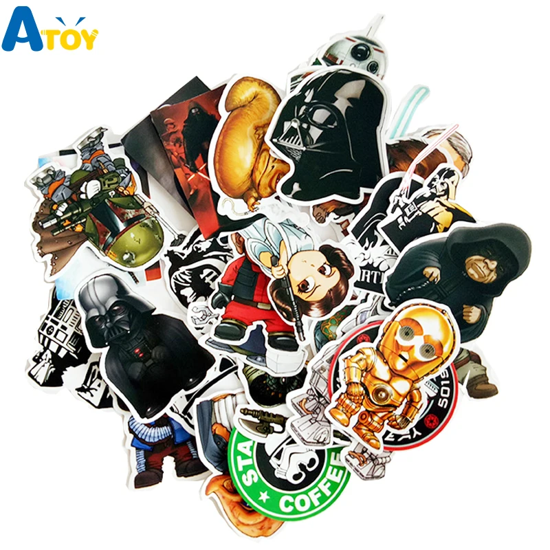 

35 Pcs Mixed Star Wars Stickers Graffiti Sticker Toys for Kid DIY Skateboard Laptop Luggage Phone Car Bicycle Waterproof Sticker