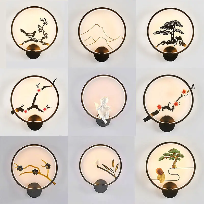 

Nordic Retro Art Sconce LED Wall Lamp Creative Flower Style Black White Wall Light For Restaurant Tearoom Interior Home Decor