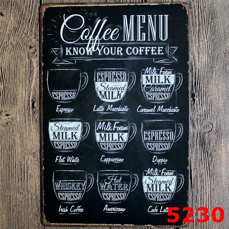 Ретро Италия Caffe Париж Кафе металлическая жестяная вывеска кофе Meun 24 открытые