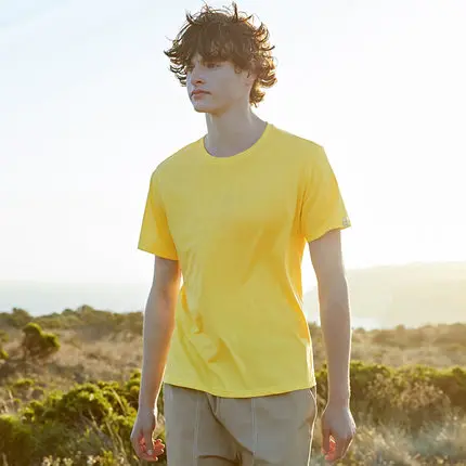 SEMIR summer cotton T shirts men 2021 simple o neck stretch solid new tops clothing casual tshirt man streetwear cool tee shirts Lemon yellow