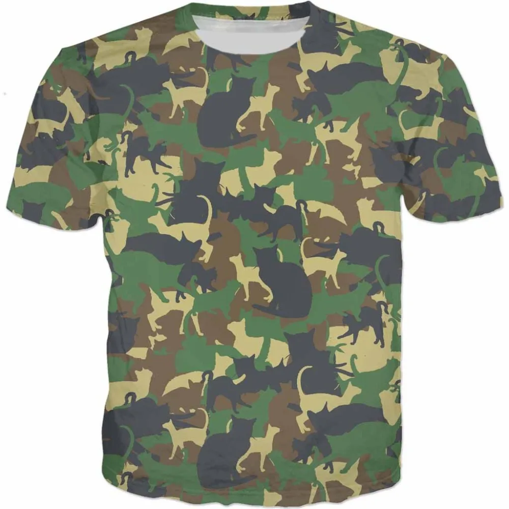 Military Camouflage cat T shirt Men women plus size XS 7XL T Shirt Summer Hot Sale Short Sleeves