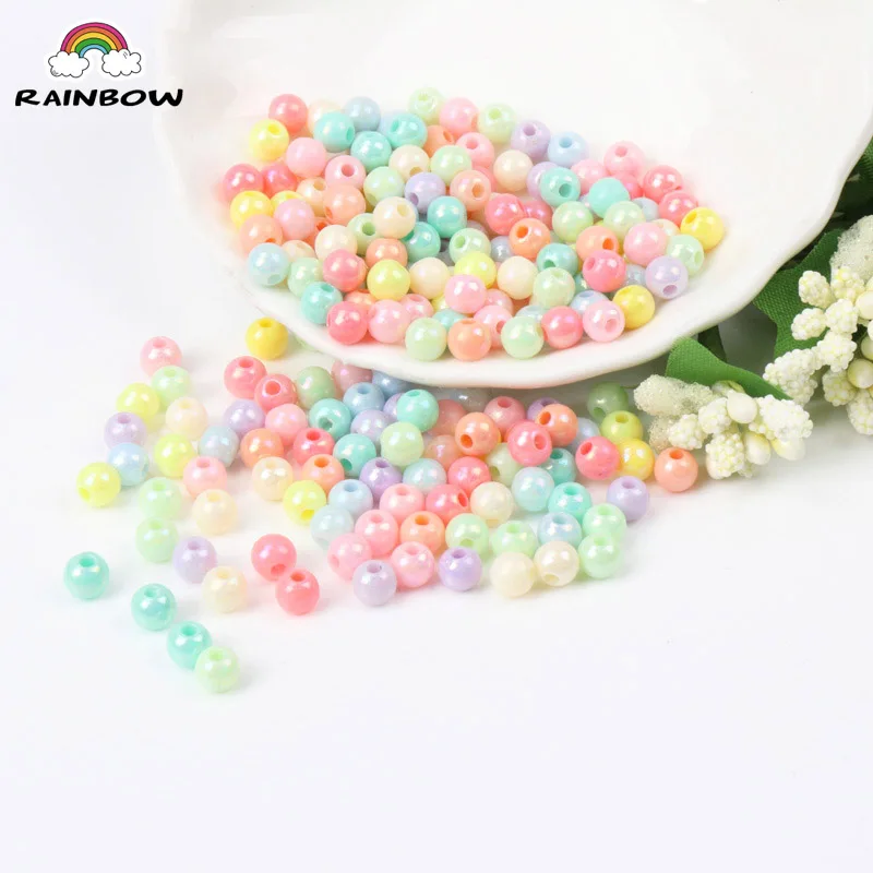 

Mixed AB Candy Lucky Color Acrylic Round Seed Loose Beads Fit Decoration Jewelry Making DIY Accessories 6mm 200pcs