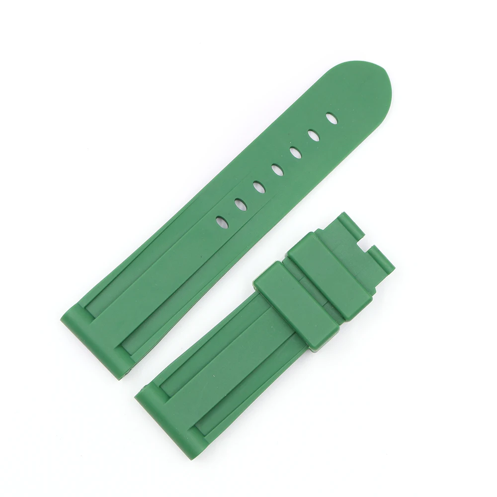 Rolamy 22 24 мм ремешок для часов для Panerai Luminor чистый зеленый белый черный Водонепроницаемый силиконовый резиновый сменный ремешок для часов