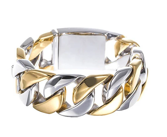 23 мм тяжелый панк Нержавеющая Сталь Байкер ювелирные изделия мужские Золото Серебро Снаряженная Кубинский звено цепи браслеты pulseira masculina