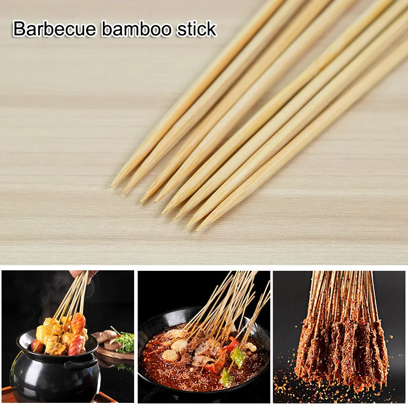 Newly Sturdy Bamboo Skewer Sticks BBQ Fruit Shish Kebab Natural Wood 25cm Sticks Barbecue Stick