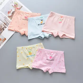 

5pcs per set kids cartoon underwear little boy dinosaur car printed underpants little girl strawberry cherry pineapple underwear