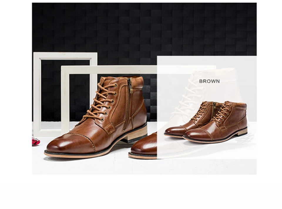 Новая зимняя мужская повседневная обувь с высоким берцем ботинки из натуральной кожи высокие ботинки мужские оксфорды больших размеров 7,5-13
