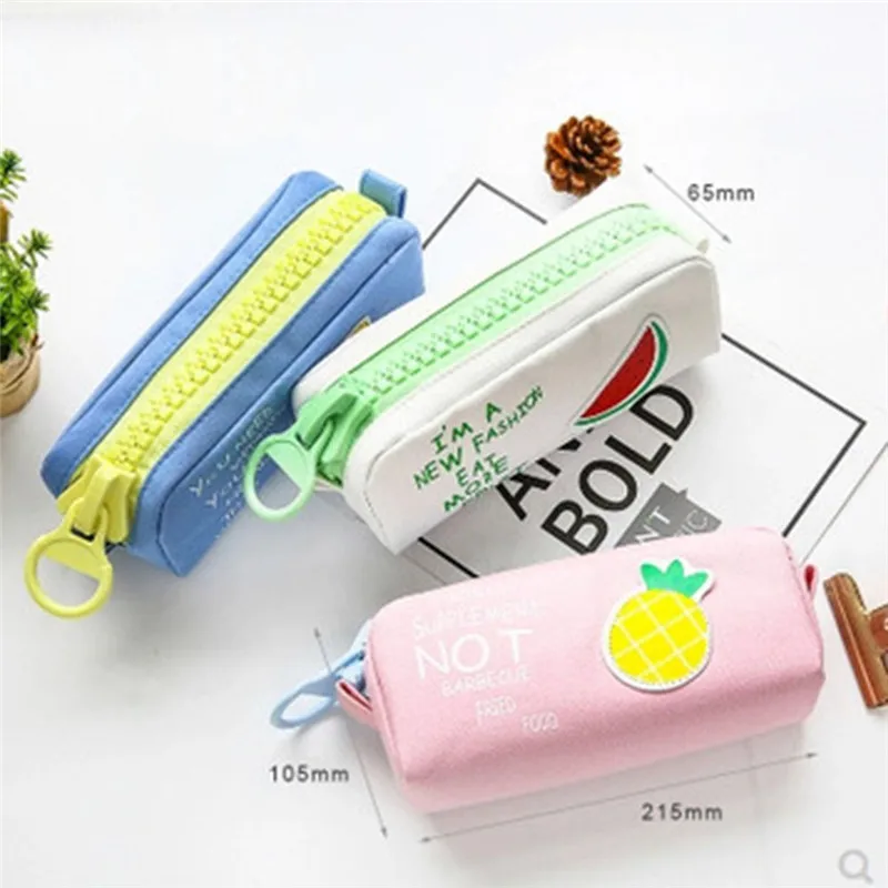

Big Zipper Large Capacity Pencilcase cute Canvas Pencil bags for girls boys giftSchool Supplies Stationery