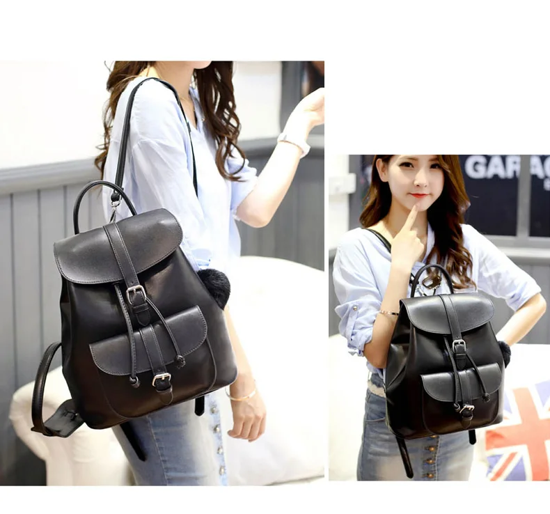 Женские кожаные рюкзаки на шнурке, школьные сумки для девочек-подростков, женские трендовые винтажные рюкзаки, черный рюкзак mochila XA950H