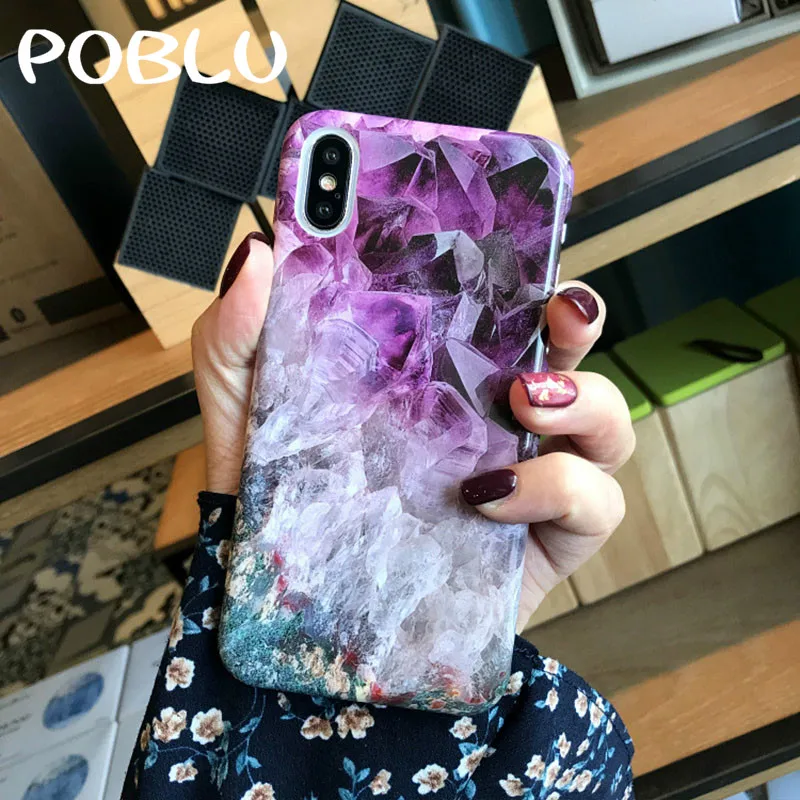 

POBLU Luxury Marble Texture Phone Case For Samsung Galaxy Note 8 9 Fashion Matte Purple Vintage Hard PC Phone Back Cover Cases