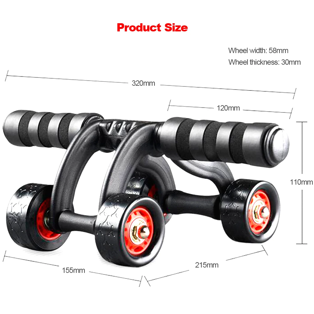

/ Abdominal Wheel Ab Roller with Four Wheels Abdomen Trainer Rolling Wheel Sports Exercise Fitness Equipment for Men and Women