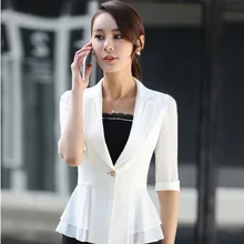 Короткий рукав Новинка белый формальный офисный женский стиль блейзеры и куртки тонкий модный форменный Блейзер Пальто Blaser Топы Плюс Размер 3XL