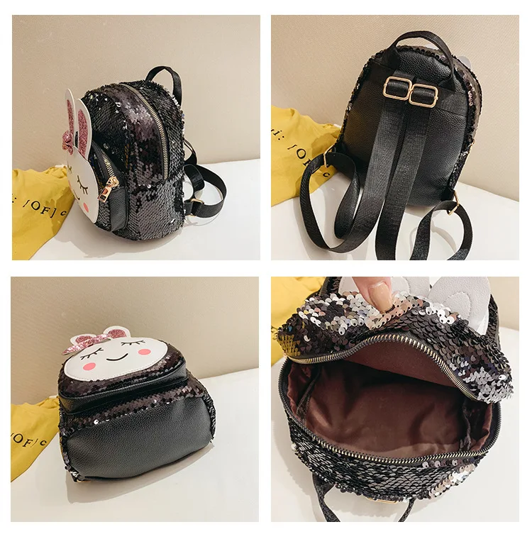 Новые лазерные школьные сумки рюкзак с пайетками для девочек милый кролик Детский рюкзак голографическая Детская сумка mochila escolar