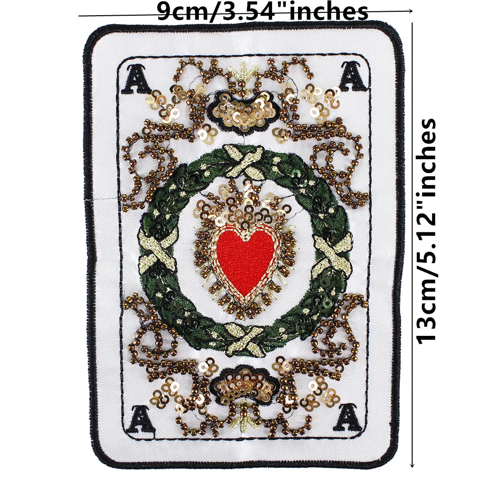 1 Набор вышивка бисером блесток карты нашивки покер буквы цветочный королева аппликация значок с сердцем шитье для куртки футболки декоративные