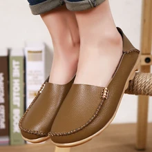 Shoes Woman 2016 Genuine Leather Women Shoes Flats 16 Colors Loafers Slip On Women’s Casual Flat Shoes Moccasins Plus Size 34-44