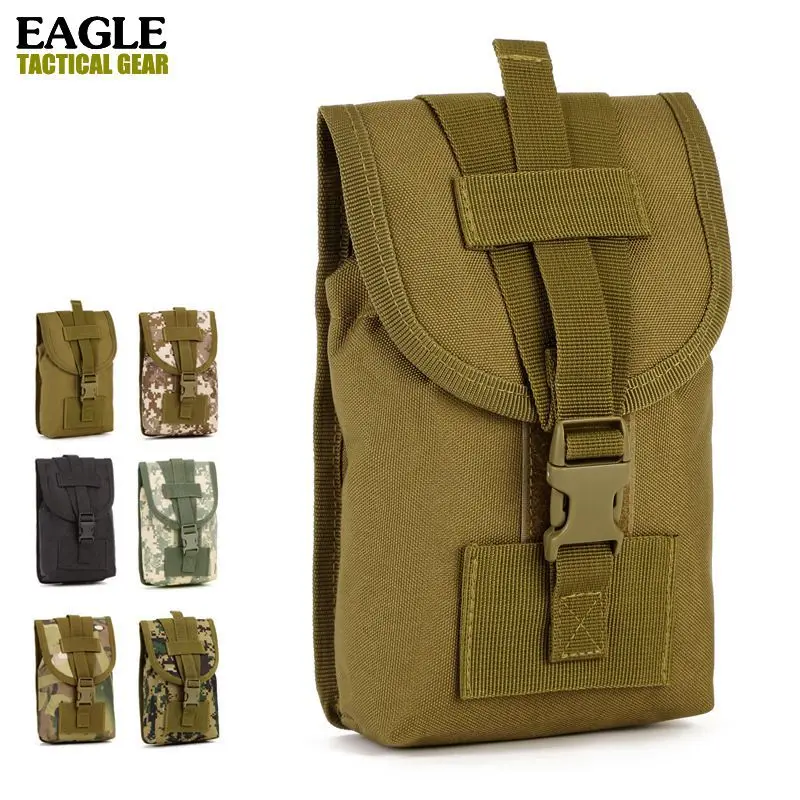 Waterproof Nylon Military Tactical Pouch, MOLLE Belt Waist Pouch for 7