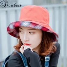 Doitbest летние женские шляпы для рыбалки Солнцезащитная солнцезащитная Кепка Складная двухсторонняя одежда Весенняя клетчатая Женская Рыбацкая шляпа
