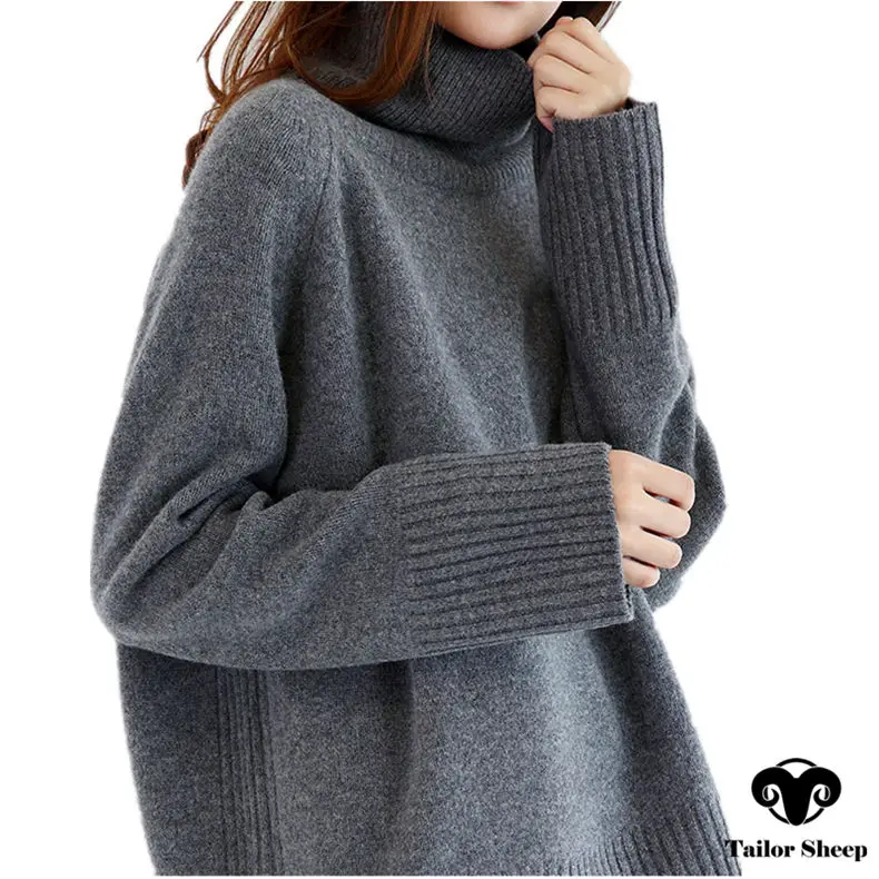 Зимний толстый пуловер, шерстяной свитер для женщин, водолазка с длинным рукавом, вязанные Джемперы, женский свободный свитер