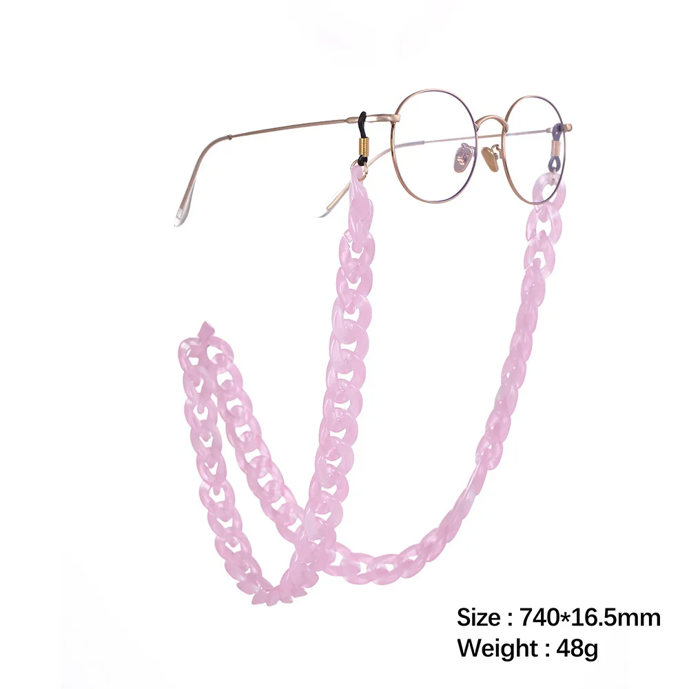 LIKGREAT 74 см розовые синие широкие акриловые стекла цепочка для очков ремешки с застежками женские мужские модные очки для чтения аксессуары - Цвет: 12BlackGold