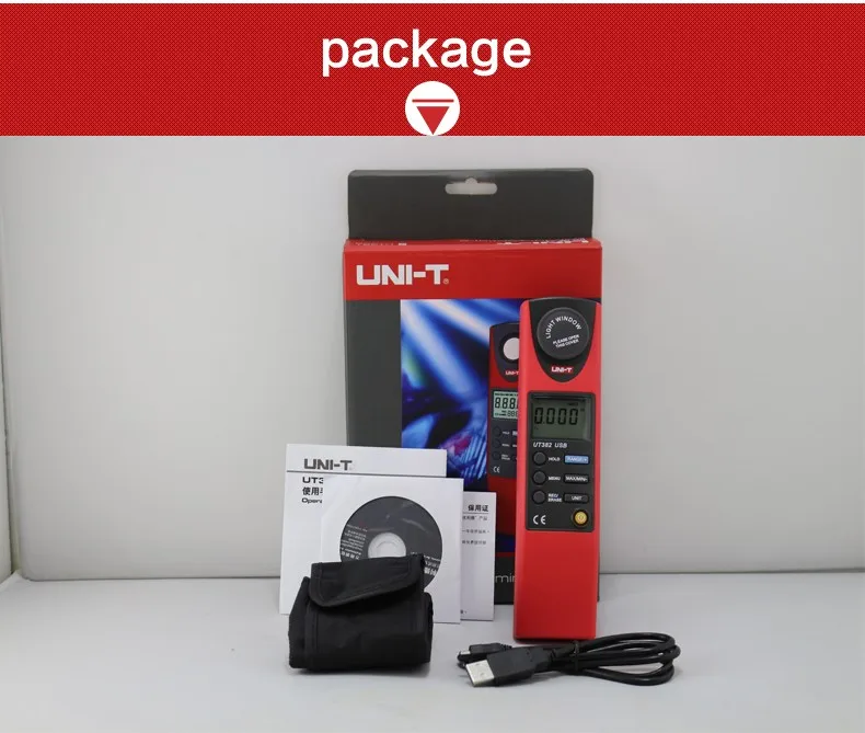 UNI-T UT382 осветители измерения FC& LUX Автоматический диапазон регистрации данных USB интерфейс уровень измерительные приборы