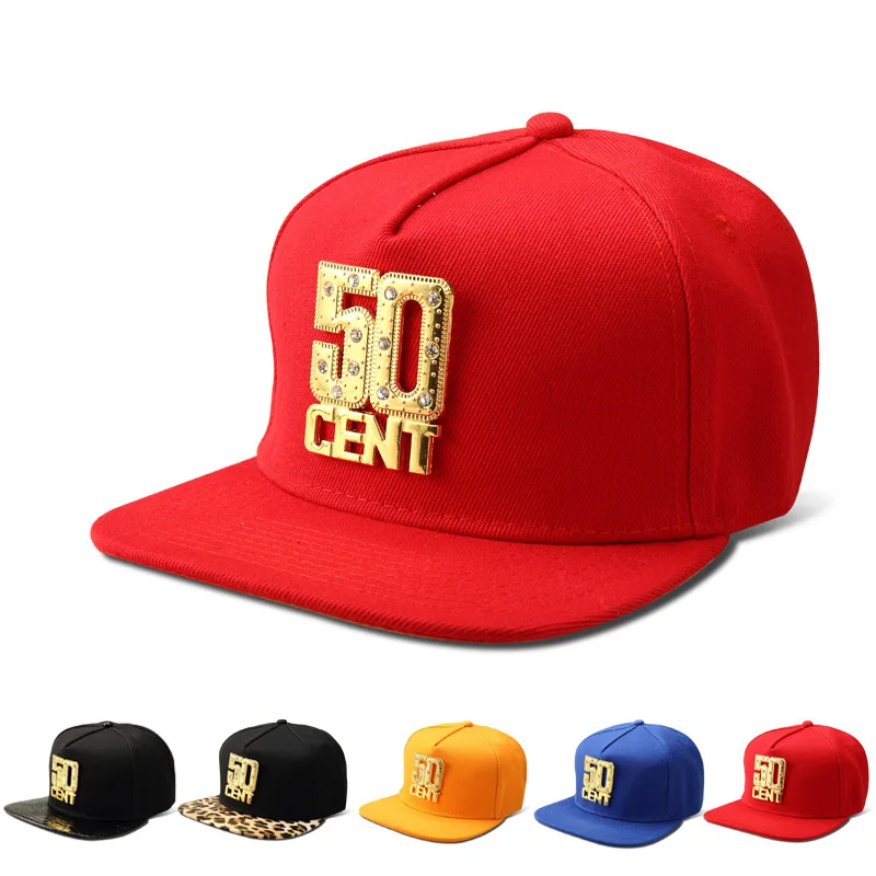 Хорошее качество Snapback шляпы Bling Gold 50 CENT бейсбольная рэперская кепка хип хоп мужские и женские повседневные Прямые с клапаном Брим Bone cap s