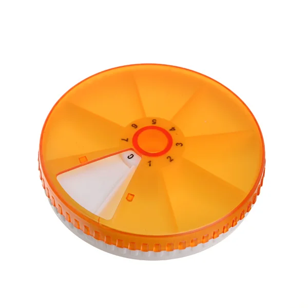 

Circular Rotating Pill Case Mini Pill Storage Box Tablet Vitamin Container Portable Travel Pill Container (Orange)