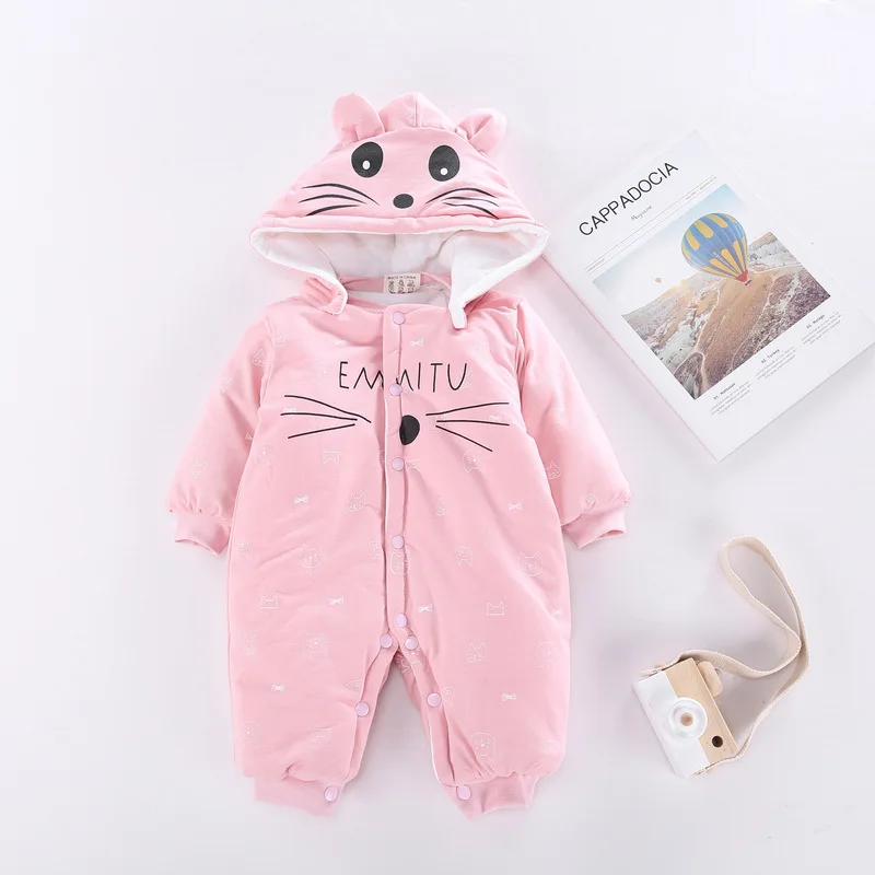 Зимние новые детские комбинезоны теплые хлопковые с капюшоном для мальчиков и