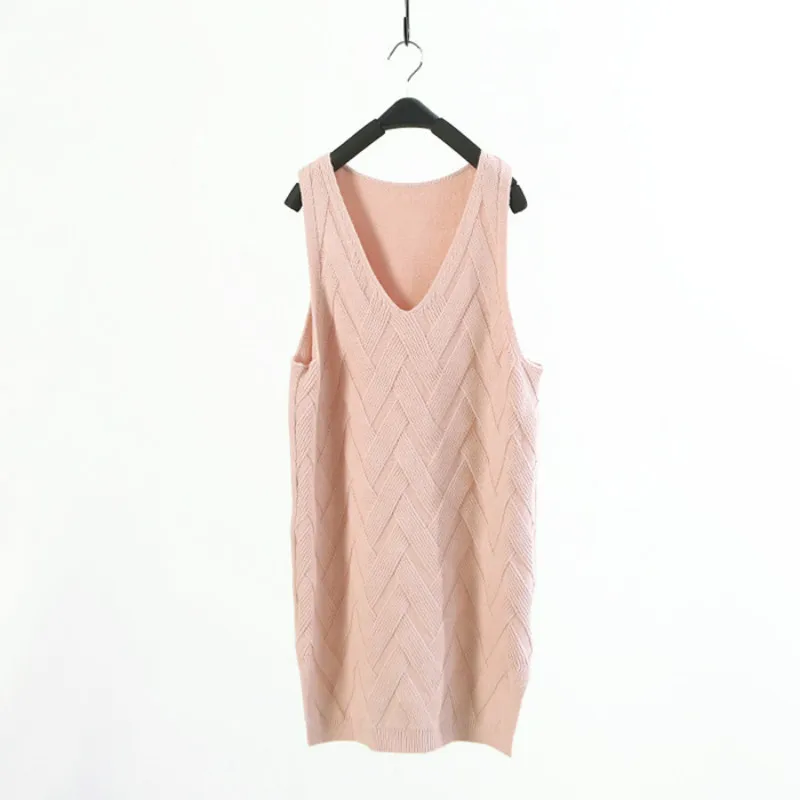 2018 winter Autumn Wool Sweater Vest Women Sleeveless O-Neck Knitted Vest Female casual tank tops pullover oversize split side