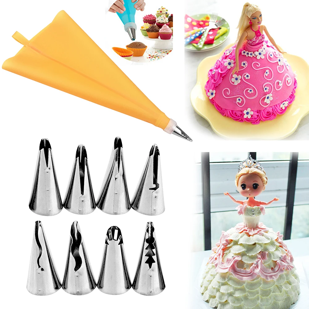 10PCS Stainless Steel Nozzle Set DIY Cake Decorating Tips Silicone Kitchen Accessories Icing Piping Cream Pastry Bag TSLM1 | Дом и сад