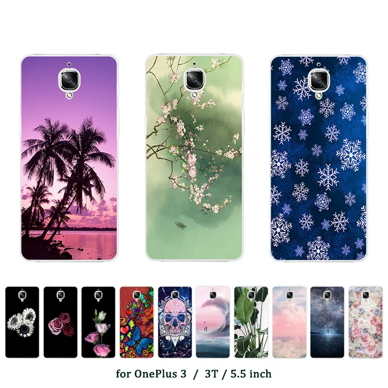 

5.5'' Cover For Oneplus 3T Case Soft Silicone Fundas For Oneplus 3 3T Coconut Printed Shell For One plus 3 3T Phone Cases