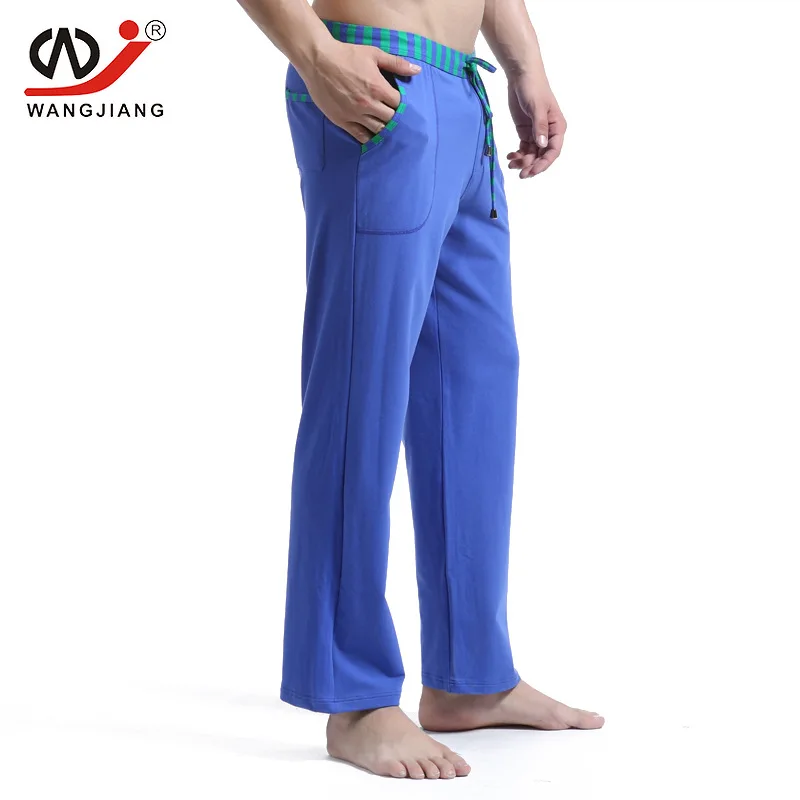 WJ мужские домашние повседневные Прямые брюки удобные хлопковые мягкие брюки импортные товары пижамные штаны - Цвет: blue