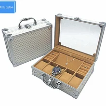 Роскошные алюминиевые часы и украшение "чемодан" для хранения с ручкой часы Коробка органайзер чехол дисплей часы походная коробка багажная акция
