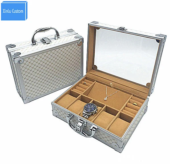 Luxury Aluminum Watch&Jewelry Suitcase Storage with Handle Watches Box