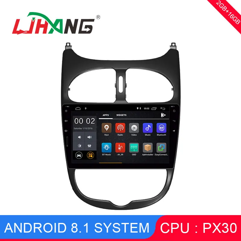 

LJHANG Android 8.1 Car DVD Player for Peugeot 206 2000-2016 GPS Navigation System Car Radio Stereo RDS SWC 8GB free map headunit