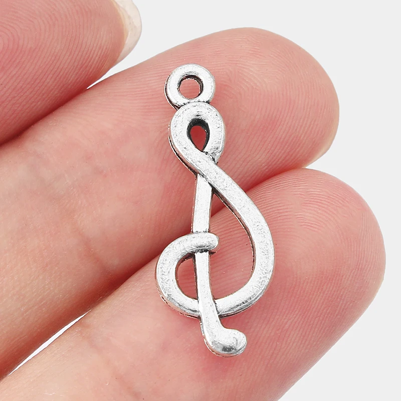 20Pcs Antique Silver Tone Music Note Charms Pendants Beads Fit DIY