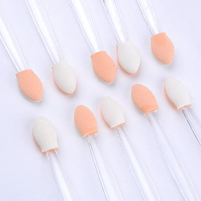 

10pcs Double-Ended Eye Shadow Cosmetic Brushes Eyeshadow Eyeliner Sponge Lip Brush Disposable Eye Applying Brush Random Color 70