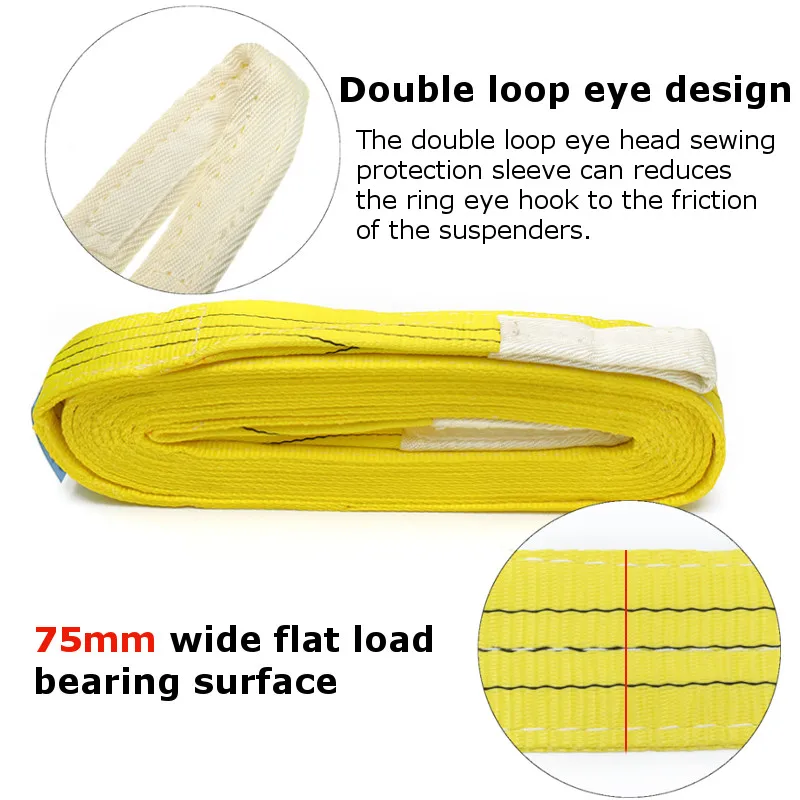 Подъёмный строп тянуть ремень 3 тонн крепкий и прочный ремень из полиэстера с двойной петлей вокруг глаз Industrial 2/3/4/5/6/8/10m опционально