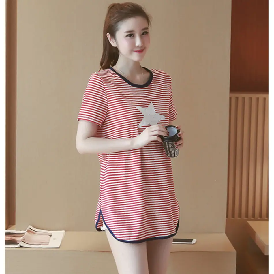 

95% cotton loose short-sleeve summer maternity t-shirt 2017 maternity clothing new arrival maternity top basic shirt plus size