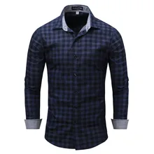 Новинка весны, мужская мода, для отдыха, высокое качество, чистый хлопок, большой размер, Клетчатая Мужская рубашка с длинным рукавом
