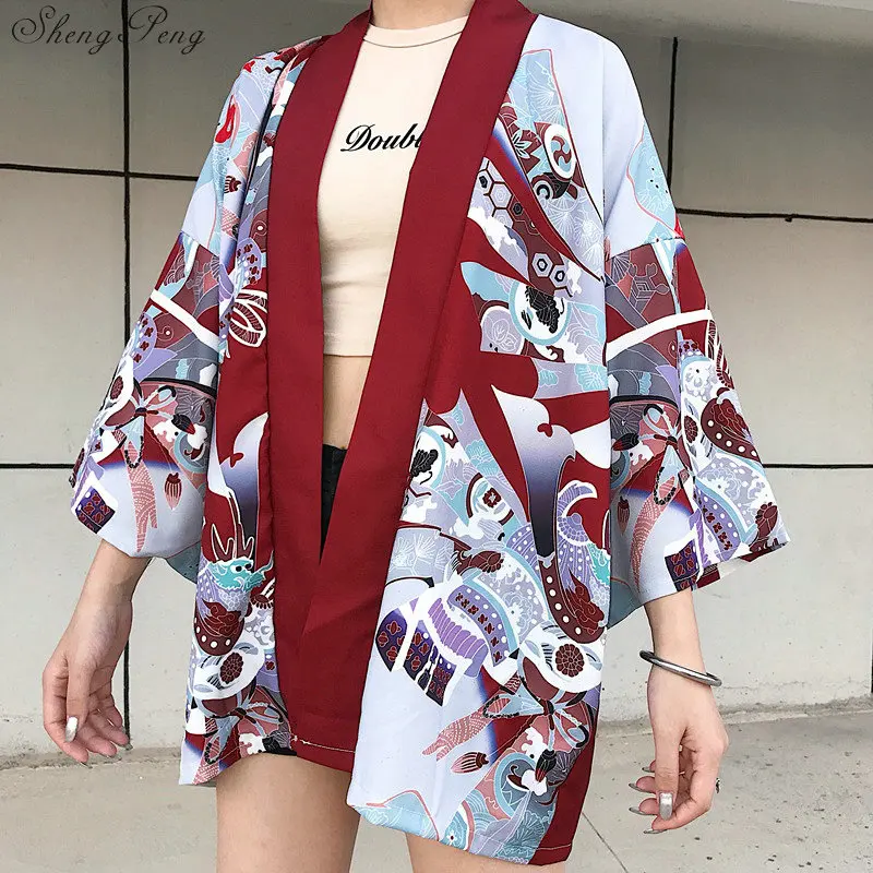 Yukata женский кимоно кардиган рубашка harajuku kawaii стиль Kimonos женская блузка obi haori летняя куртка для езды Повседневная G105