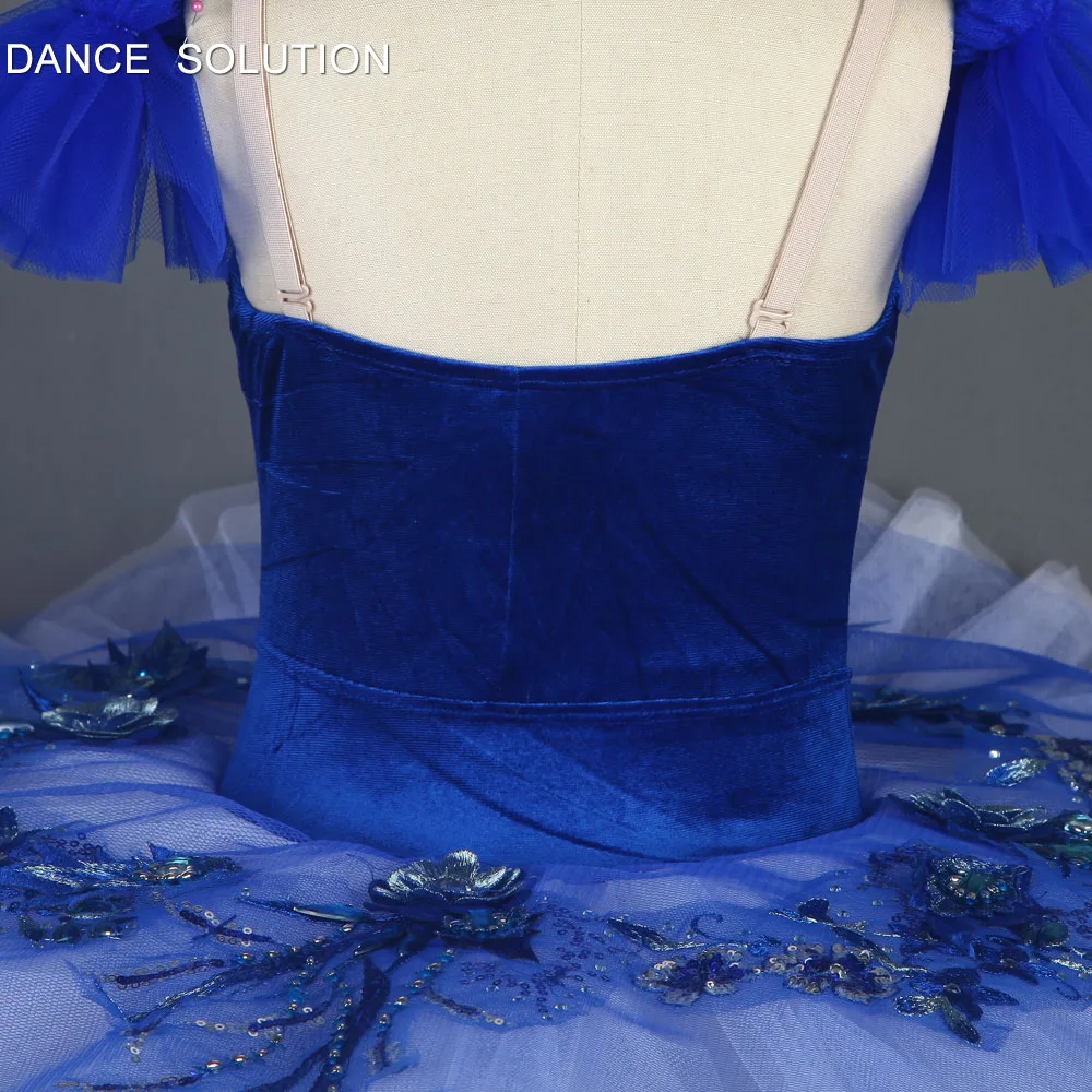 Темно-синий стрейч бархатный лиф с отделка с блестками балетный костюм предварительно Профессиональный Балетная пачка для девочек и женщин танцевальное платье BLL102
