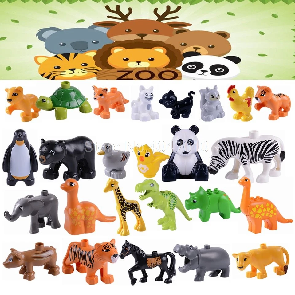 

Mailackers Legoing Duploe Blocks Jurassic Dinosaur Tyrannosaurus Penguin Ostrich Zebra Figures Toy For Children Legoings Duploed