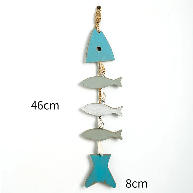 Mediterranean wooden fish string pendant natural shellfish skewer iron anchor string dolphin string small fish string shell wood