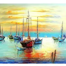 10442 парусная лодка морской пейзаж-краска по комплекты номеров для взрослых DIY