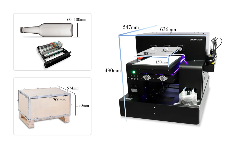 Автоматический A4 УФ принтер бутылка принтер планшетный принтер для чехол для телефона/стекло/ручка/металл/дерево/Свеча/акрил/пластик высокое качество