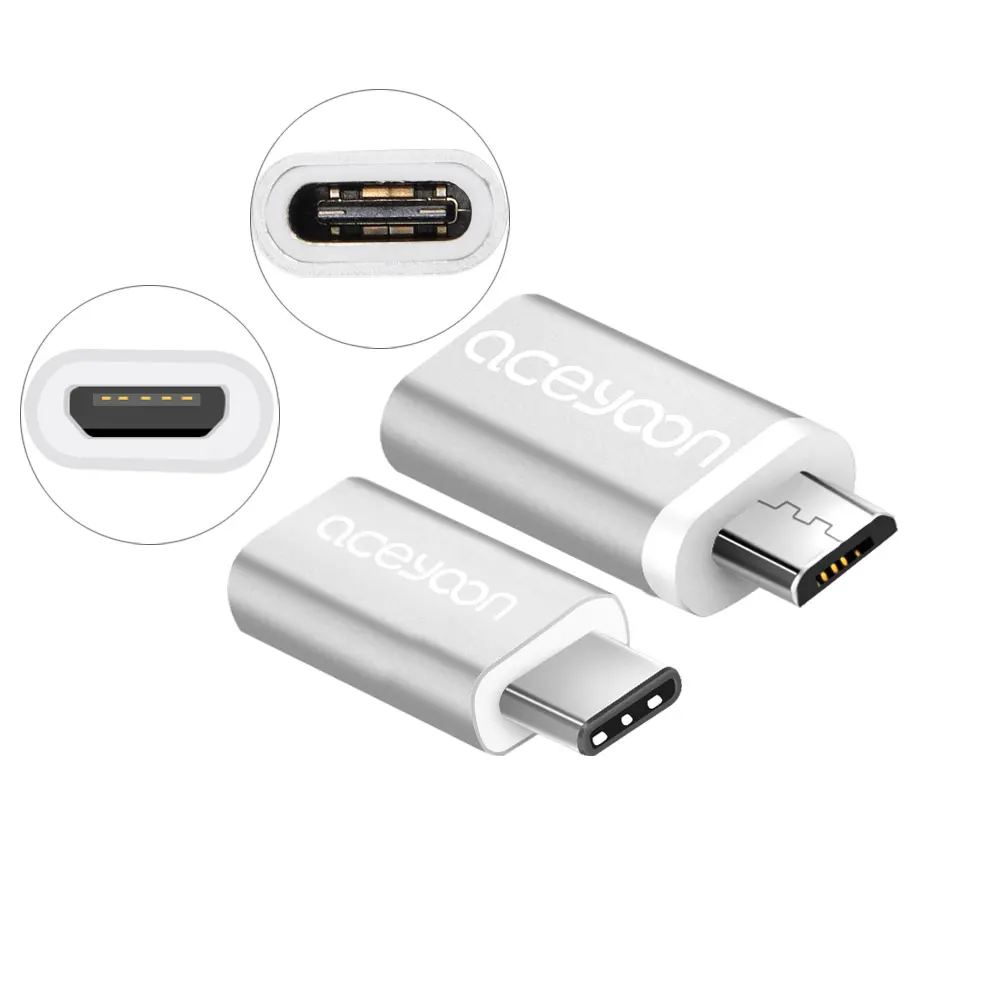 

aceyoon Type C to Micro USB Adapter Mini 3A Superspeed Micro USB2.0 Female to USB C Male USB3.1 Type-C Converter for MacBook