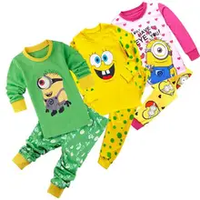 Детский пижамный комплект из 2 предметов, пижамы с Минни и Микки для маленьких мальчиков и девочек, пижамный комплект с длинными рукавами, топы, длинные штаны, одежда для сна, YW440